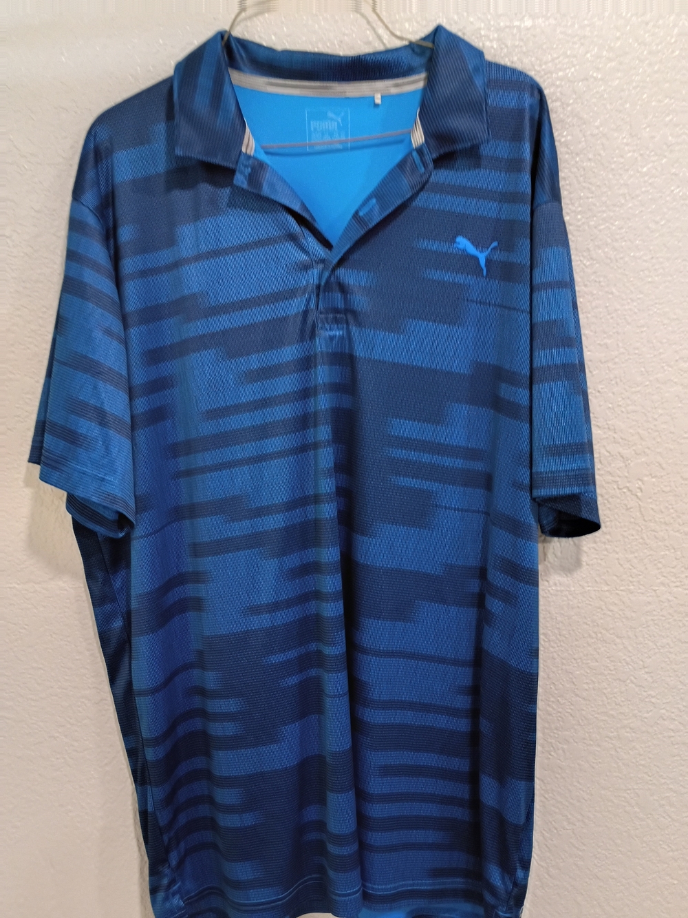 Puma Men’s Blue Striped Performance Polo